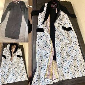 Long embroidery vests with bodycon dress